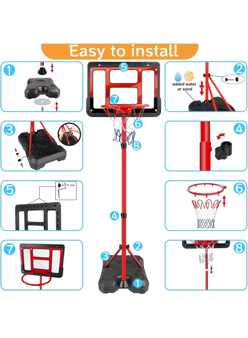 YelaJoy Portable Basketball Hoop, Outdoor 3.5FT-6.2FT Height Adjustable Goal System with Fillable Base, for Teens Youth Adults in Backyard/Driveway/Indoor,Basketball Goal Toys Outdoor Indoor Game Gifts for Boys - Image 5